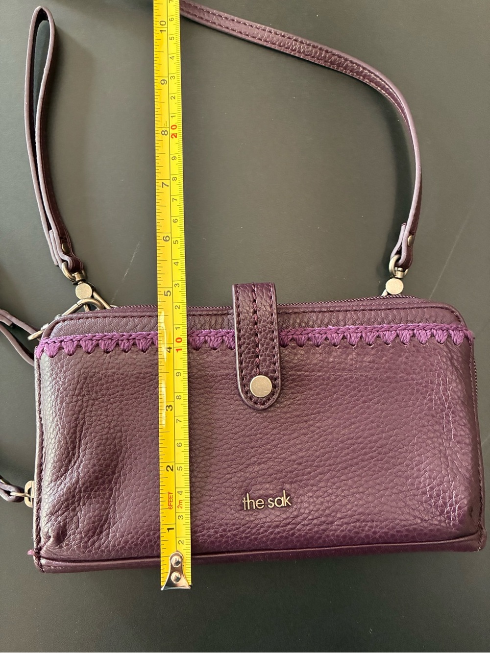 The Sak Iris Crossbody Wallet Wristlet Clutch Cellphone Purse Leather Purple - Picture 14 of 15